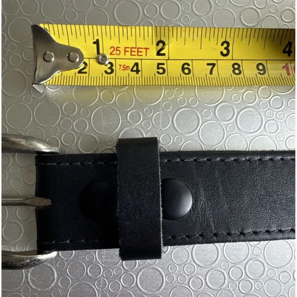 Davis Big & Tall Mens Black Leather Belt Interchangeable Buckle USA - Size 62